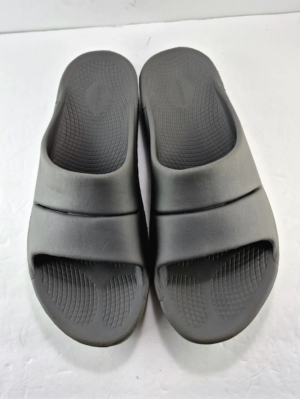 OOFOS OOahh Slide Sandals Mens Size 14 Gray Recovery Foam Comfort Slides